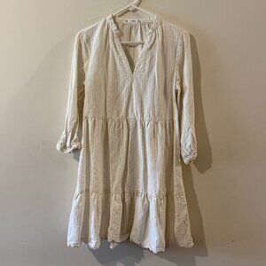 mango white striped shirtdress